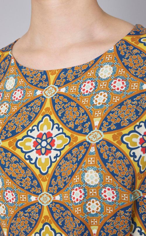 ジオメトリックプリントロングワンピース