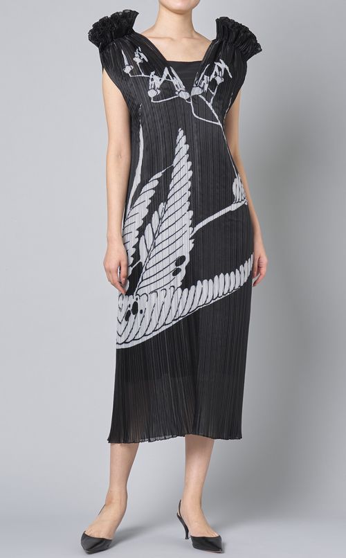 ビッグフラワープリーツワンピース