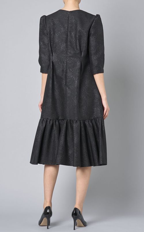 菊柄ジャガードフレアワンピース