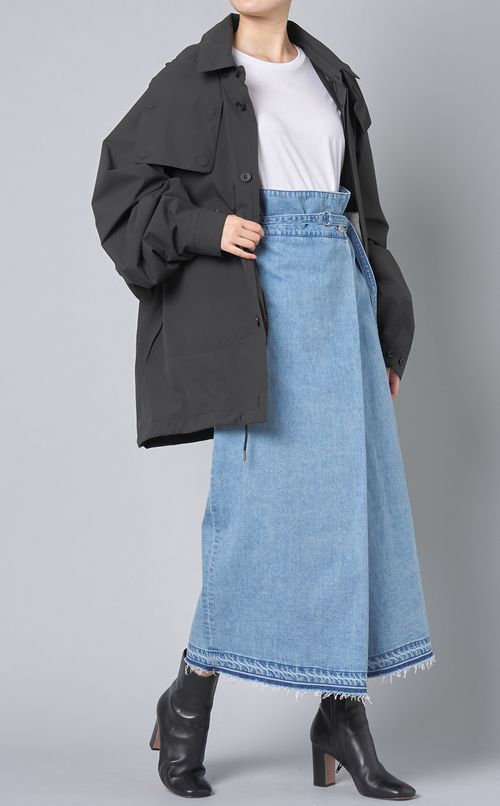 ウォッシュドデニムパンツスカート