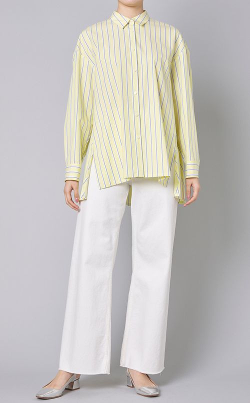 コットンストライプワイドシャツ