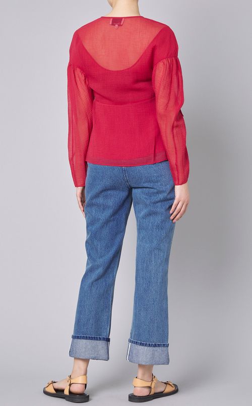 シルク混シアーレイヤードブラウス