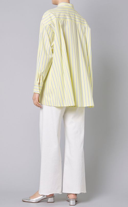 コットンストライプワイドシャツ