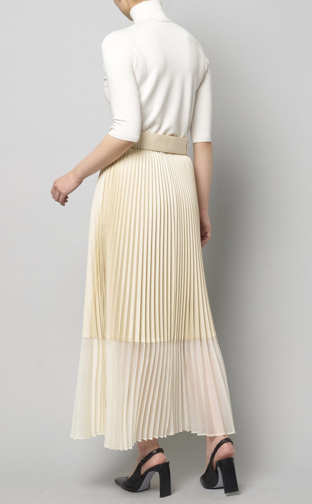 ベルト付バイカラープリーツスカート
