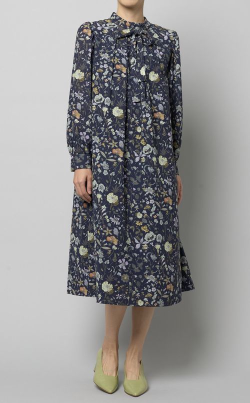 フラワープリントボウタイワンピース