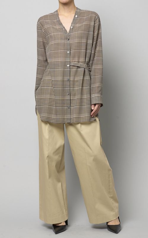 グレンチェックロングシャツ