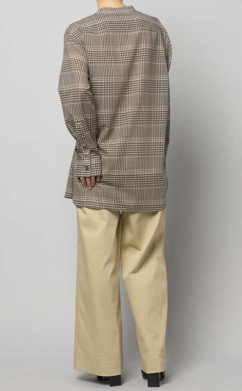 グレンチェックロングシャツ