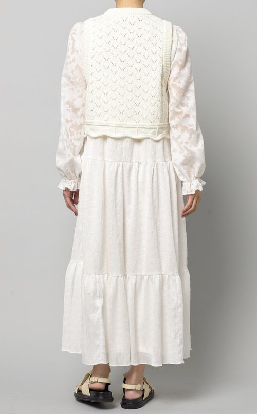 ニットベスト付ティアードワンピース