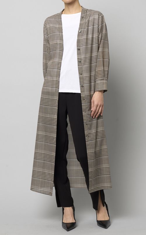 グレンチェックロングシャツワンピース