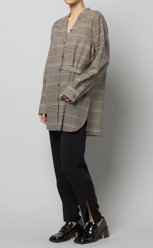 グレンチェックロングシャツ