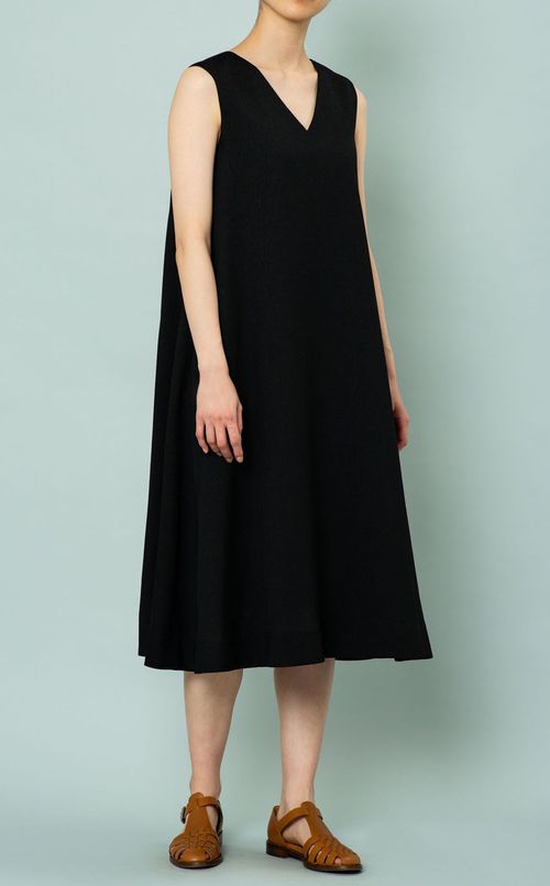 ベルト付コットンVネックワンピース