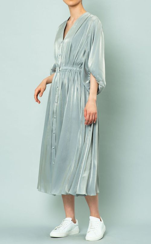 シャンブレーパフスリーブワンピース