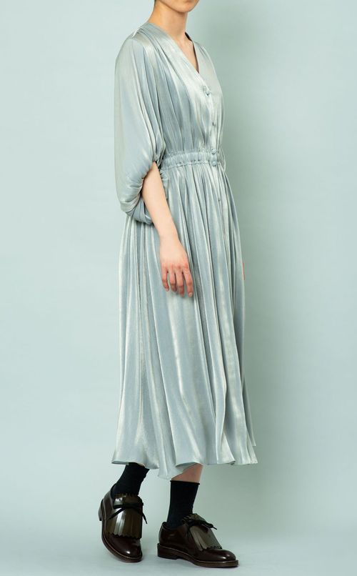 シャンブレーパフスリーブワンピース