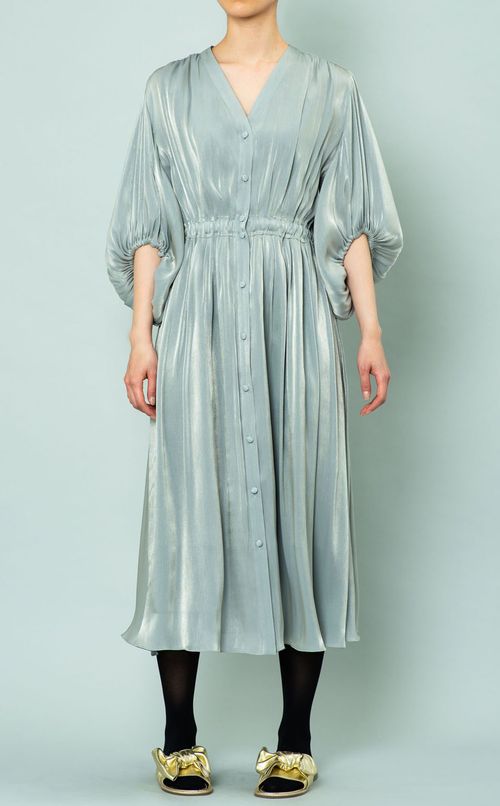 シャンブレーパフスリーブワンピース