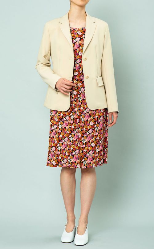 フラワープリントジャージーワンピース