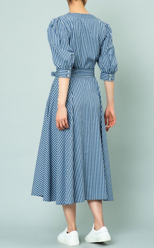 カフスリーブカシュクールワンピース