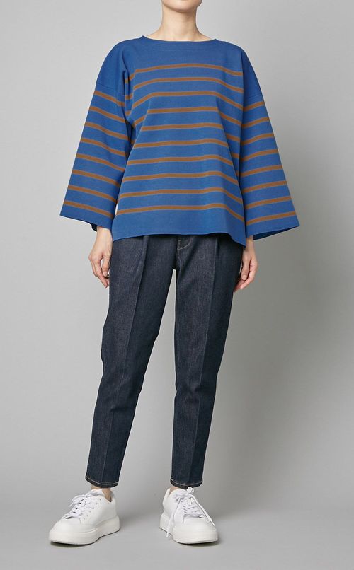 ボーダーフレアスリーブプルオーバー