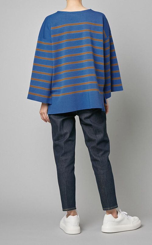 ボーダーフレアスリーブプルオーバー