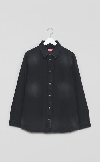 ブラックデニムロングスリーブシャツ