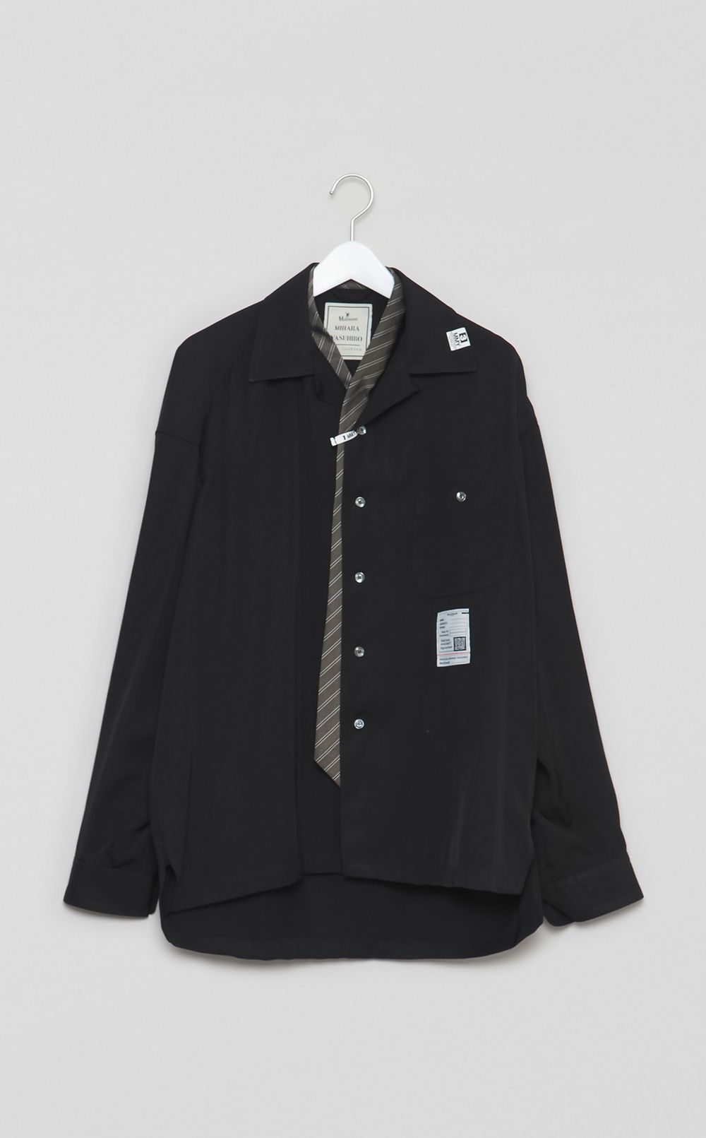 アタッチドタイオープンカラーシャツ