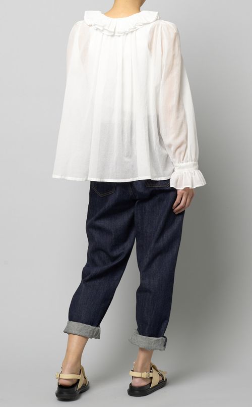 フリルカラーコットンブラウス