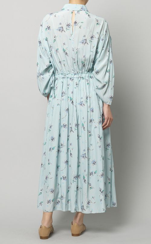 フラワープリントギャザーワンピース