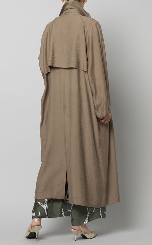 シルク混ロングトレンチコート