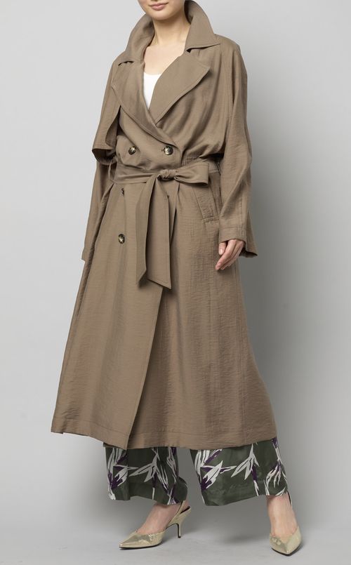 シルク混ロングトレンチコート