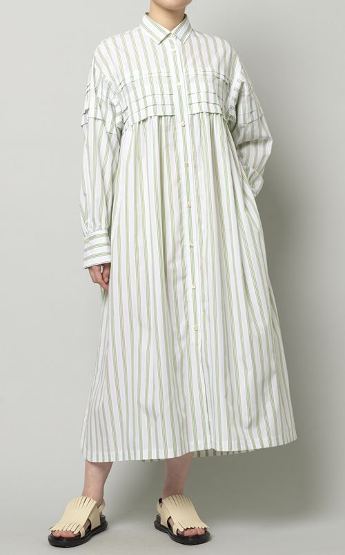 ストライプタックシャツワンピース