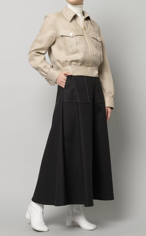 ジップアップリネンショートブルゾン