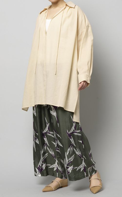 オープンネックロングシャツ