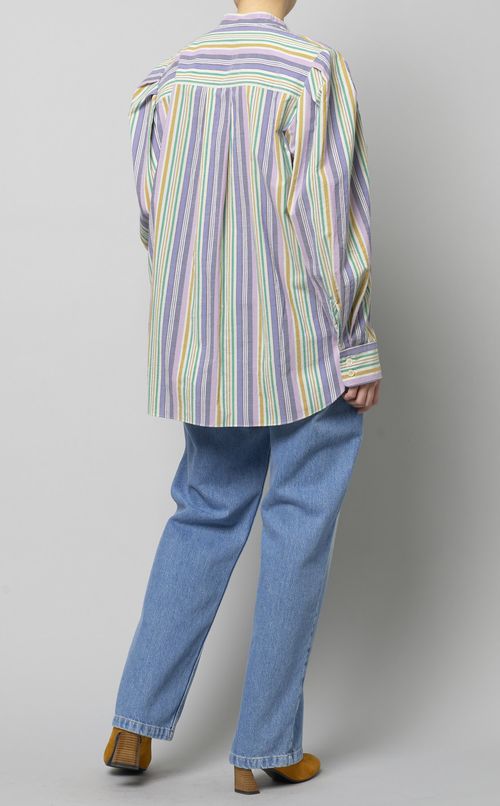 コットンストライプボウタイシャツ