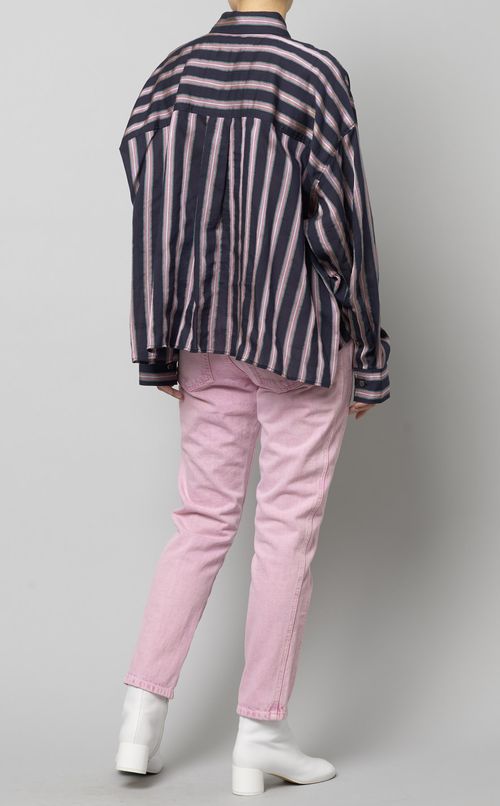 レジメンタルストライプボリュームシャツ