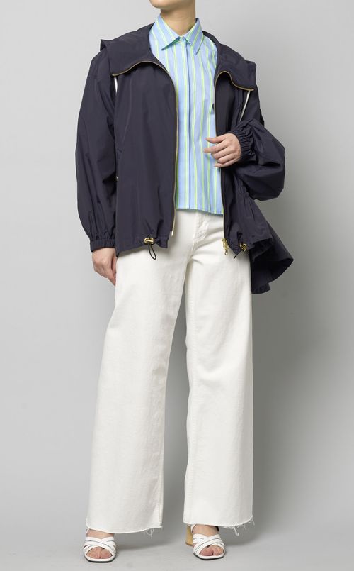 デザインスリーブストライプシャツ