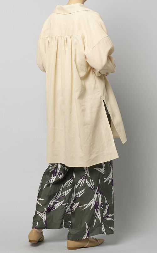 オープンネックロングシャツ