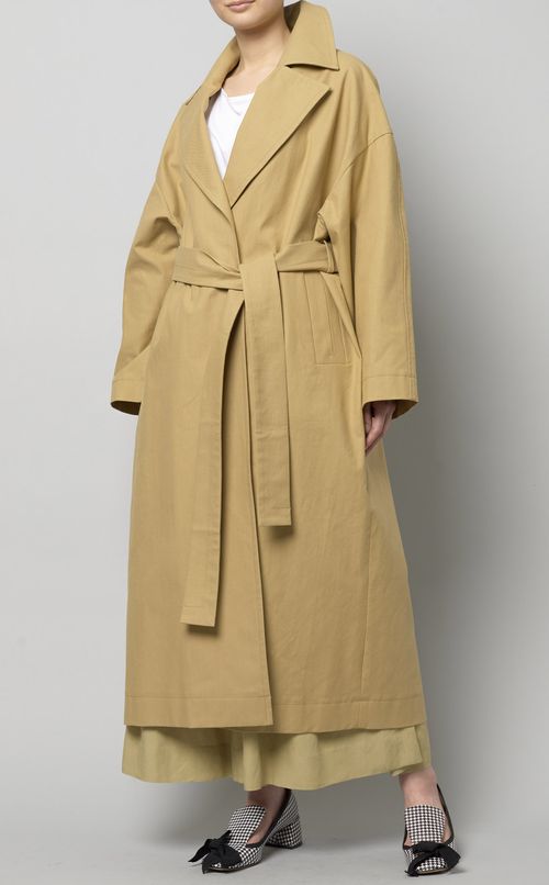 ベルト付コットンロングコート