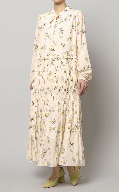 フラワープリントティアードワンピース