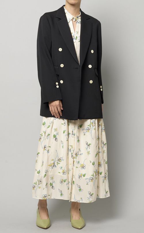 フラワープリントギャザーワンピース