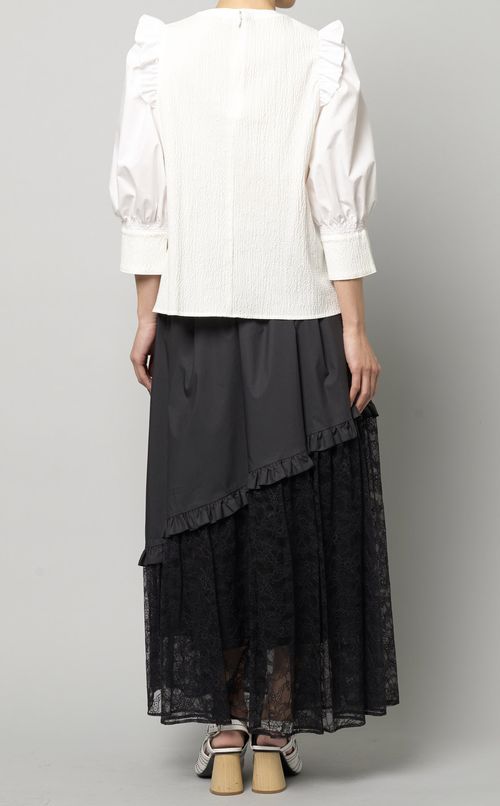 シャーリングフリルブラウス