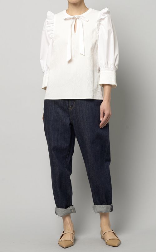 シャーリングフリルブラウス