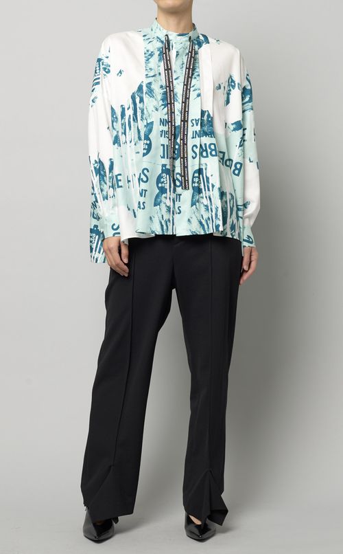 コットン混センタープリーツパンツ