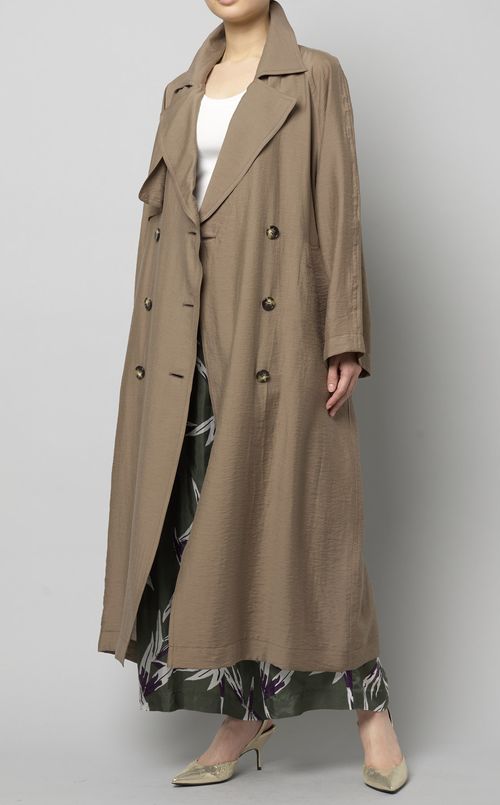 シルク混ロングトレンチコート