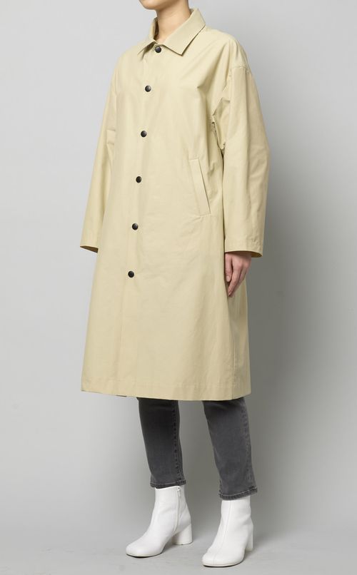 コットン混ドローストリングコート