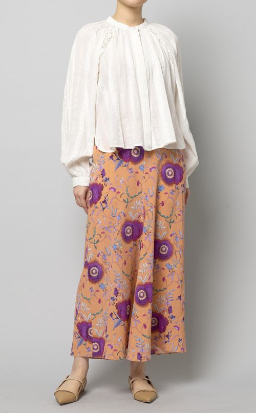 レーススモックギャザーブラウス