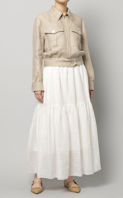 ジップアップリネンショートブルゾン