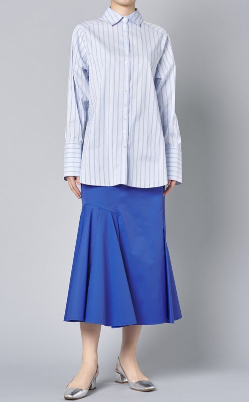 ストライプロングスリットシャツ