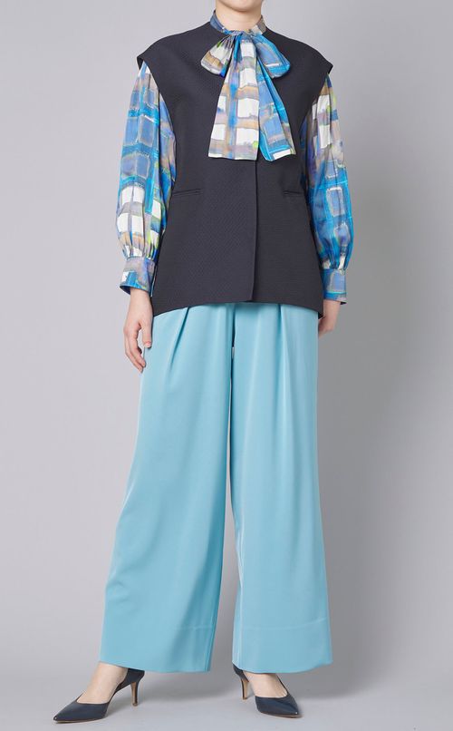 ピンドットコクーンショートジレ