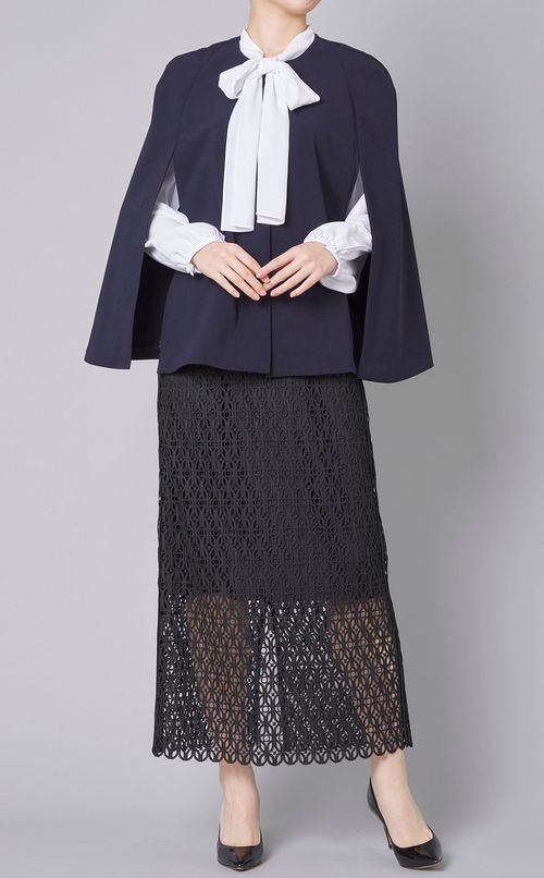 ノーカラーケープジャケット