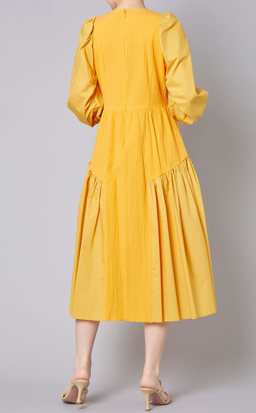 パフスリーブギャザーワンピース