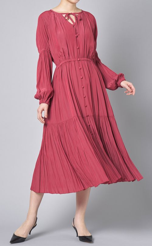 フロントオープンギャザーワンピース